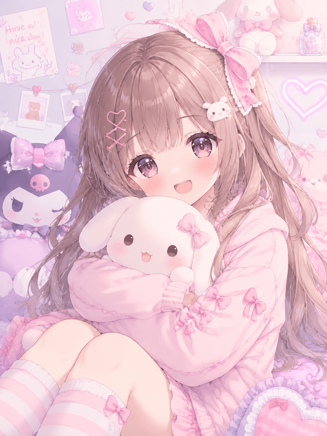 Cute kawaii anime style with pastel colors and friendly expressions
